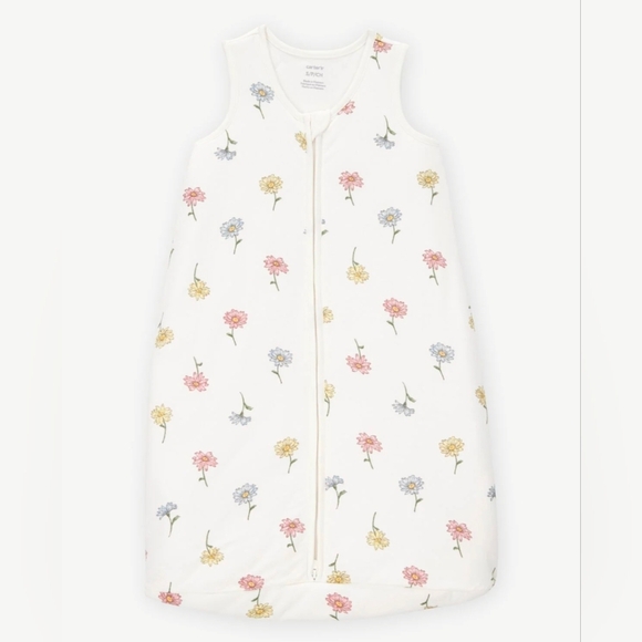 Carter's Baby 2-Way Zip Floral PurelySoft Wearable Blanket - Ivory Floral Medium - Picture 12 of 12